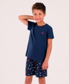 PIJAMA MASCULINO INFANTIL COR COM AMOR MANGA CURTA LISA PEIXE