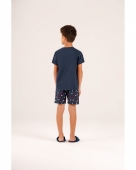 PIJAMA MASCULINO INFANTIL COR COM AMOR MANGA CURTA LISA PEIXE