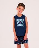 PIJAMA MASCULINO INFANTIL COR COM AMOR REGATA SHARK
