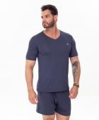 PIJAMA MASCULINO YUME MANGA CURTA MODAL MARINHO