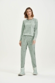 PIJAMA FEMININO LONGO CORACAO VERDE COR COM AMOR