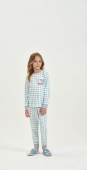 PIJAMA FEMININO INFANTIL LONGO XADREZ AZUL COR COM AMOR