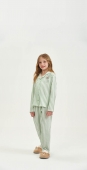 PIJAMA FEMININO INFANTIL LONGO LISTRAS VERDE COR COM AMOR