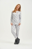 PIJAMA LONGO FEMININO MOLETINHO NUVEM COR COM AMOR