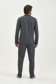 PIJAMA MASCULINO LONGO COM BOTÕES LISTRAS PRETO - COR COM AMOR