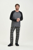 PIJAMA LONGO MASCULINO XADREZ PRETO COR COM AMOR