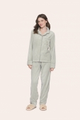 PIJAMA FEMININO LONGO BOTÕES FLEECE VERDE