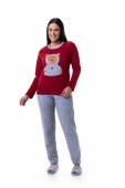 PIJAMA FEMININO LONGO PLUSH URSINHO PLUS BOCEJINHO
