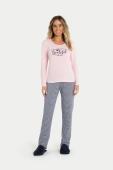 PIJAMA LONGO FEMININO ADULTO CALÇA LISTRADA MENSAGEIRO DOS SONHOS