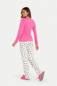 PIJAMA FEMININO ADULTO LONGO PANDA CORACAO MENSAGEIRO DOS SONHOS