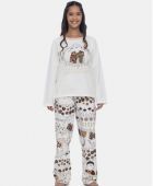 PIJAMA FEMININO SONHART MANGA LONGA E CALÇA MOLETINHO BEGE