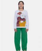 PIJAMA FEMININO SONHART MOLETINHO MANGA LONGA E CALÇA BRANCO