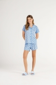 PIJAMA FEMINO MANGA CURTA ABERTO COM BOTÕES E SHORTS ESTRELA COR COM AMOR