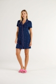 CAMISOLA FEMININA MANGA CURTA ABERTA COM BOTÕES ESTRELA AZUL COR COM AMOR