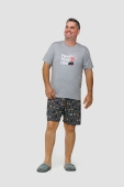 PIJAMA MASCULINO MANGA CURTA COM BERMUDA PIPOCA PLUS SIZE UNIVERSO TOQUE