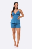 PIJAMA FEMININO GESTANTE/AMAMENTAÇÃO COM ALÇA AJUSTÁVEL AZUL BOCEJINHO