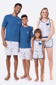 PIJAMA MASCULINO JUVENIL MANGA CURTA COM BERMUDA VIAGEM BOCEJINHO