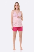 PIJAMA GESTANTE/AMAMENTAÇÃO COM ALÇA AJUSTÁVEL E SHORT LAÇOS BOCEJINHO