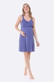 CAMISOLA GESTANTE/AMAMENTAÇÃO ALÇA COM RENDA AZUL BOCEJINHO
