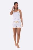 PIJAMA FEMININO ALÇA COM SHORT MÁSCARAS BOCEJINHO