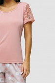 PIJAMA FEMININO MANGA CURTA E CALÇA CAPRI LIGANETE POÁ - UNIVERSO TOQUE
