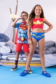 PIJAMA MASCULINO JUVENIL CURTO SUPER HOMEM COM CAPA - VEGGI