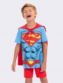 PIJAMA MASCULINO JUVENIL CURTO SUPER HOMEM COM CAPA - VEGGI