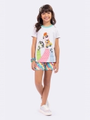 PIJAMA FEMININO JUVENIL MANGA CURTA MENINAS SUPER PODEROSAS CINZA - VEGGI