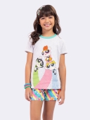 PIJAMA FEMININO JUVENIL MANGA CURTA MENINAS SUPER PODEROSAS CINZA - VEGGI