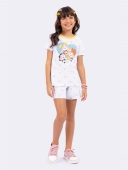 PIJAMA FEMINIINO JUVENIL MANGA CURTA MENINAS SUPER PODEROSAS BRANCO - VEGGI