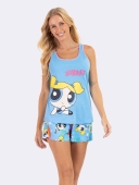 PIJAMA FEMININO REGATA MENINAS SUPER PODEROSAS AZUL - VEGGI