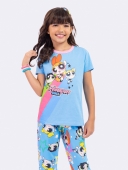PIJAMA FEMININO INFANTIL MANGA CURTA E CALÇA MENINAS SUPER PODEROSAS - VEGGI