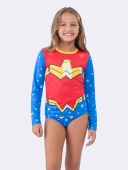 BLUSA FEMININA INFANTIL MANGA LONGA PROTEÇÃO UV 50+ MULHER MARAVILHA - VEGGI