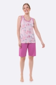 PIJAMA FEMININO REGATA COM BERMUDA FLORES ROSA PLUS SIZE- BOCEJINHO