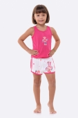 PIJAMA FEMININO INFANTIL REGATA COM SHORT ROBÔ ROSA - BOCEJINHO
