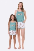 PIJAMA FEMININO INFANTIL ALÇA COM SHORT LONTRAS - BOCEJINHO