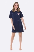 CAMISOLA FEMININA MANGA CURTA CORAÇÃO AZUL PLUS SIZE - BOCEJINHO