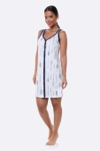CAMISOLA REGATA ABERTA COM BOTÕES FOLHAGEM AZUL - BOCEJINHO