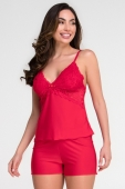 PIJAMA FEMININO LIGANETE DE ALÇA VERMELHO - ESSENCIAL