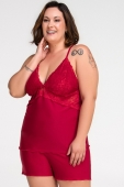 PIJAMA FEMININO LIGANETE DE ALÇA VERMELHO PLUS SIZE - ESSENCIAL