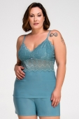 PIJAMA FEMININO DE ALÇA COM RENDA VERDE PLUS SIZE - ESSENCIAL