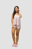 PIJAMA FEMININO DE ALÇA CETIM ROSÊ - UNIVERSO TOQUE
