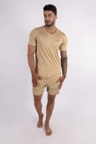 PIJAMA MASCULINO CURTO MODAL BEGE - YUME