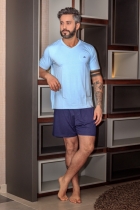 PIJAMA MASCULINO CURTO VISCOLYCRA AZUL - YUME