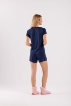 PIJAMA FEMININO CURTO AZUL FAMÍLIA - COR COM AMOR