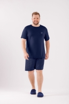 PIJAMA MASCULINO CURTO AZUL FAMÍLIA PLUS SIZE - COR COM AMOR