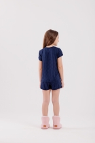 PIJAMA FEMININO INFANTIL CURTO FAMÍLIA AZUL - COR COM AMOR