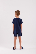 PIJAMA MASCULINO INFANTIL CURTO AZUL FAMÍLIA PLUS SIZE - COR COM AMOR