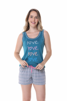 PIJAMA FEMININO REGATA LOVE VERDE- CONTEMPORÂNEA