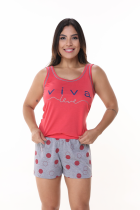 PIJAMA FEMININO REGATA VIVA VERMELHO PLUS SIZE- CONTEMPORÂNEA